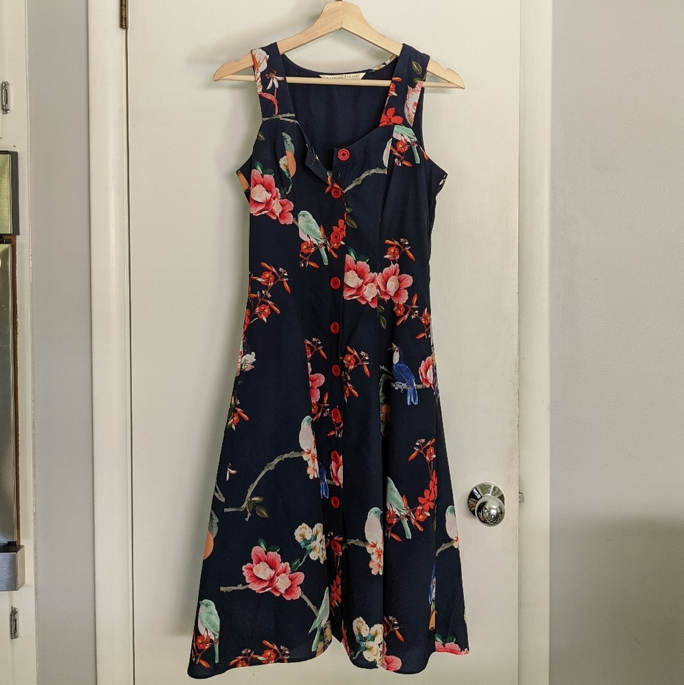 Charming Navy Blue Bird Dress
